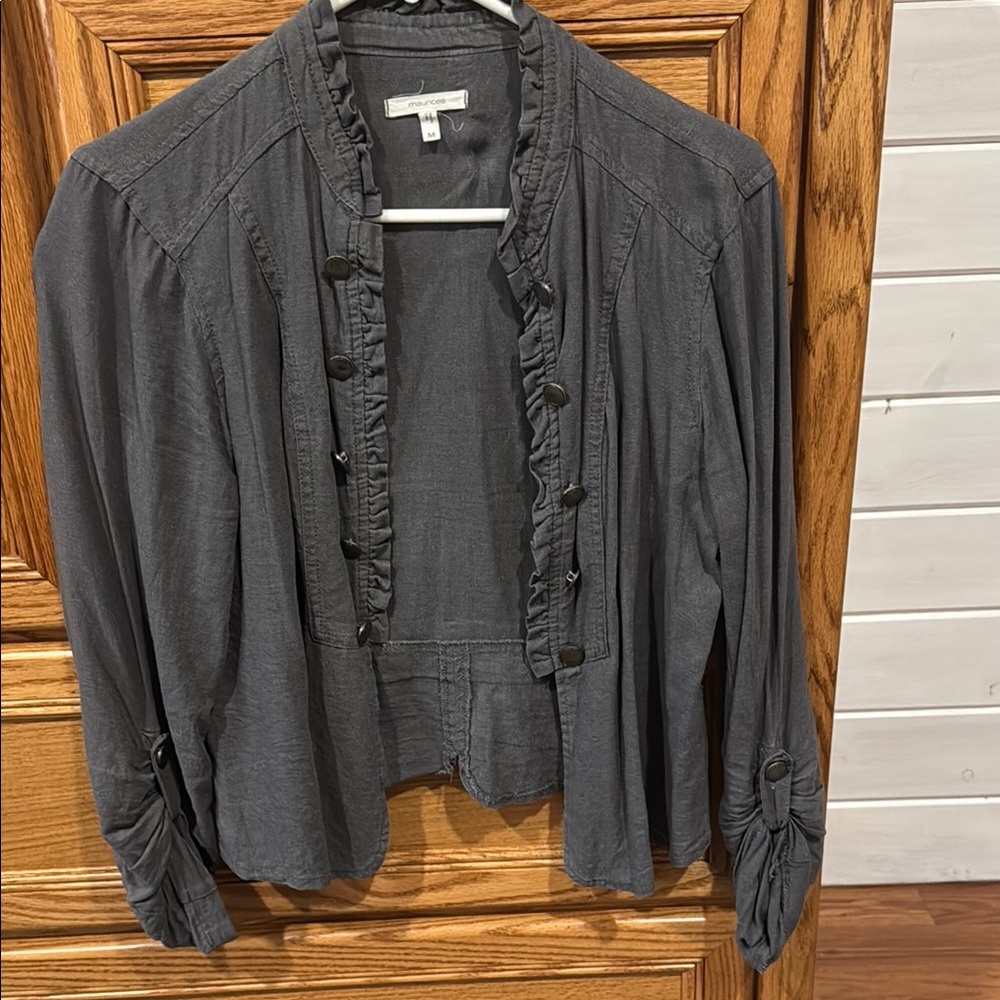 Women's Gray Ruffled Top